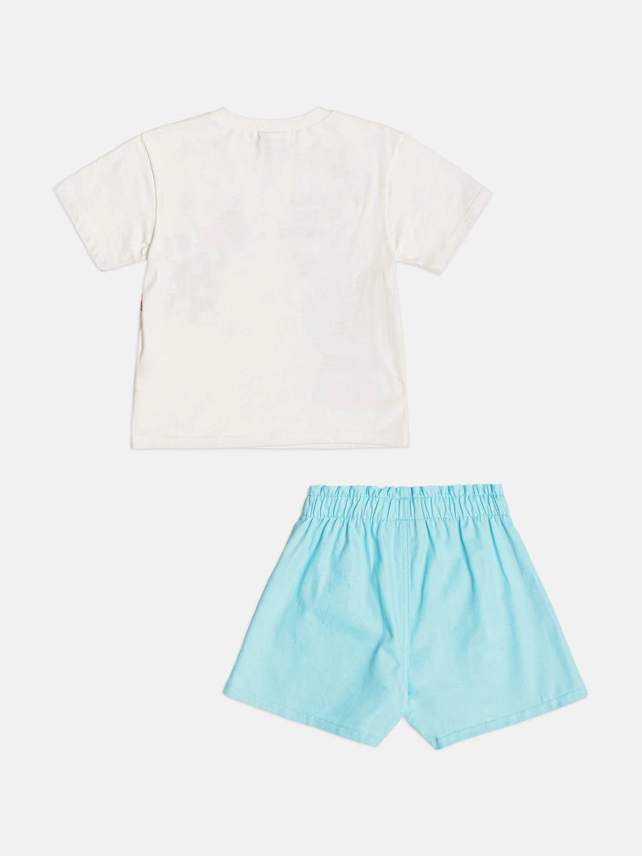 Conjunto Infantil Menina Bimbi Shorts Azul e Blusa Fadinha
