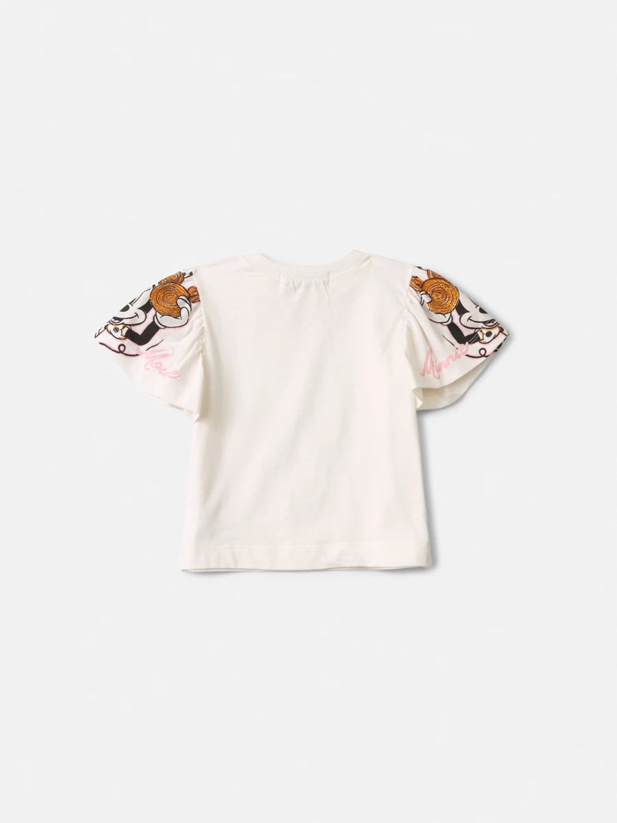 Blusa Infantil Menina Animê Branca Minnie com Strass