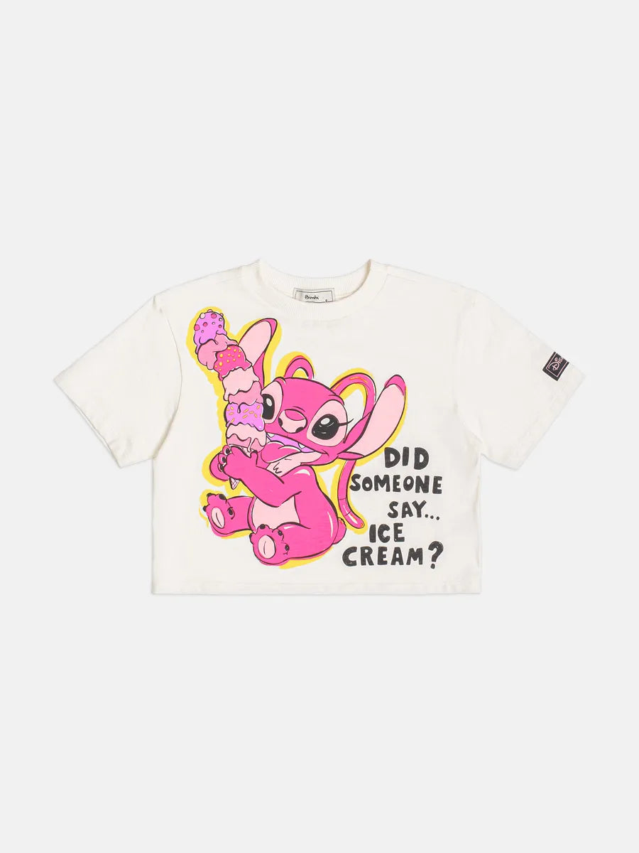 Blusa Infantil Menina Bimbi Branca Angel Sorvetinho Disney