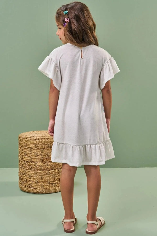 Vestido Infantil Kukiê Verão Off White Oncinha