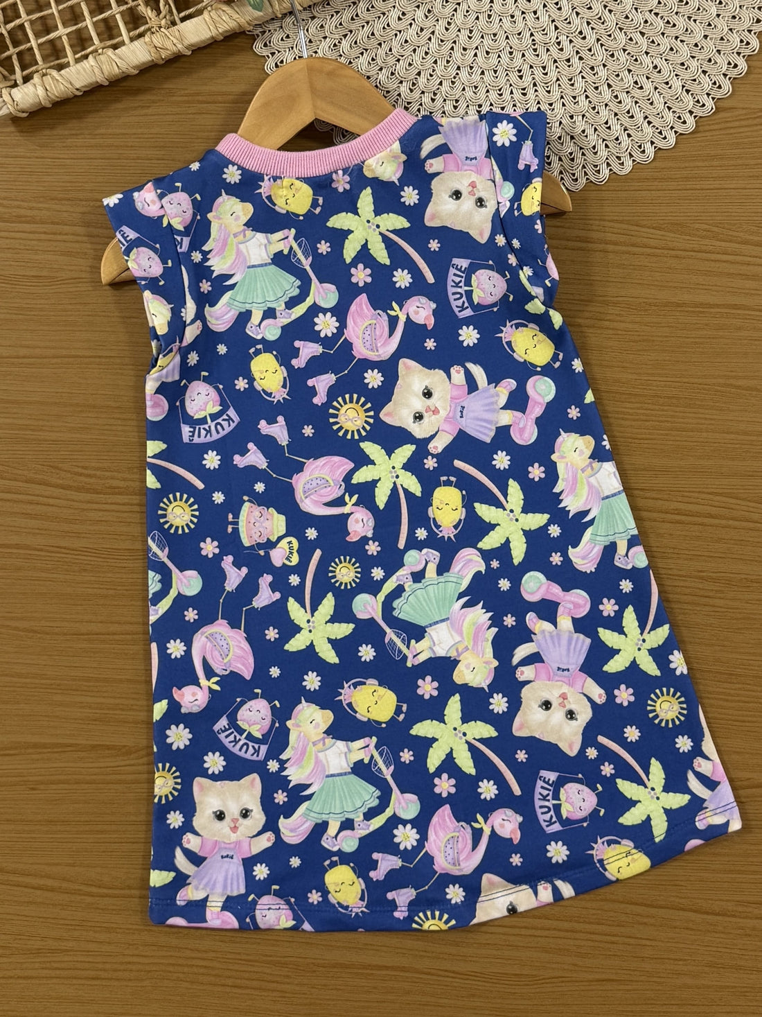 Vestido Infantil Kukiê Verão Azul Unicórnio