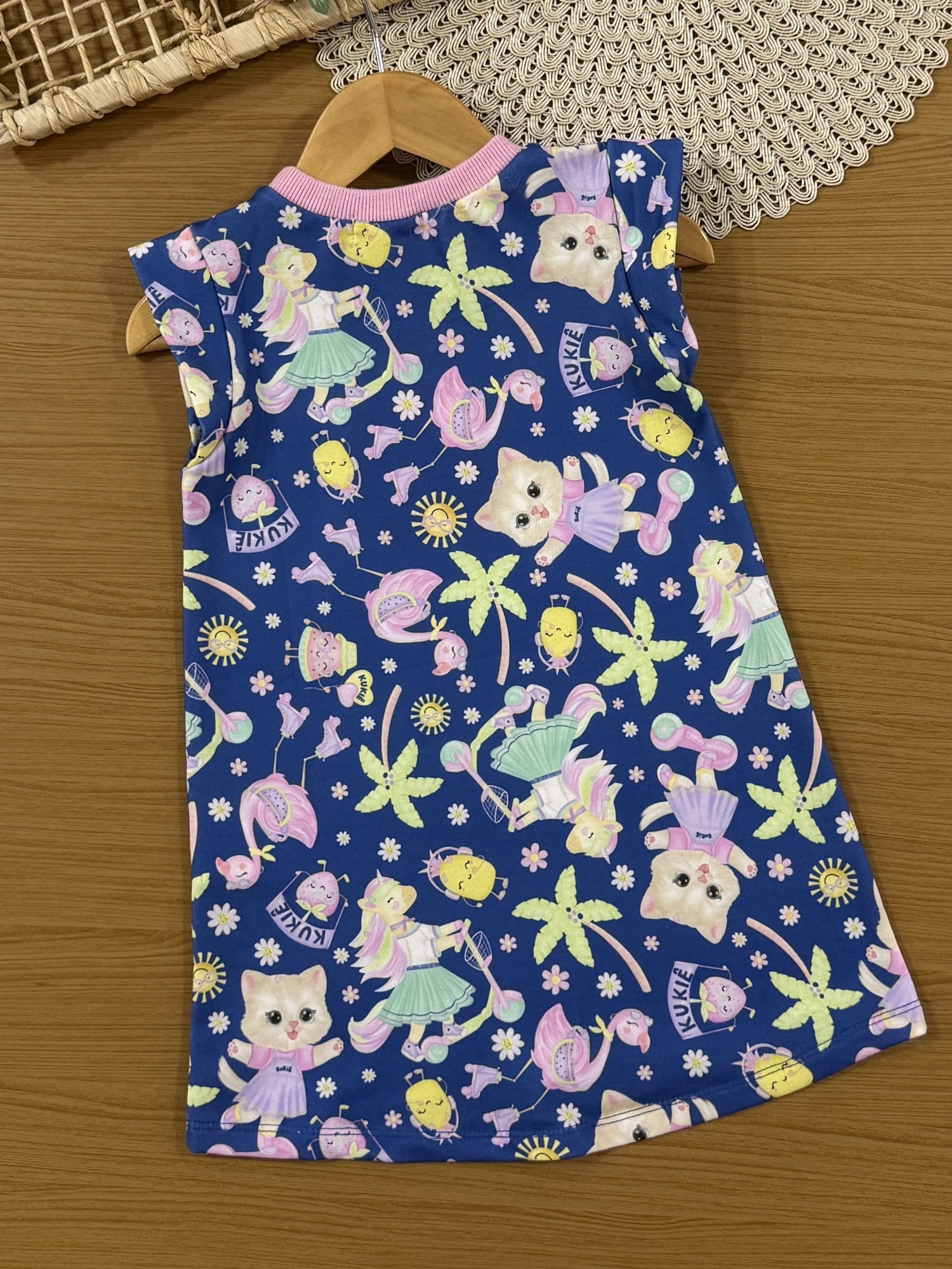 Vestido Infantil Kukiê Verão Azul Unicórnio