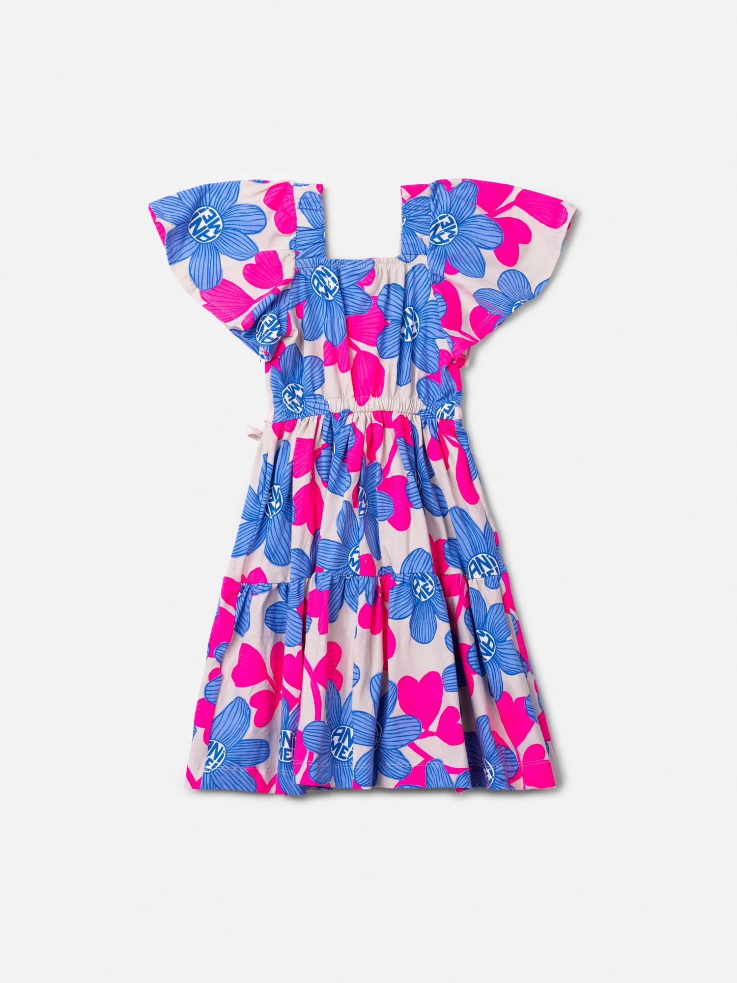 Vestido Infantil Animê Verão Bege Flores
