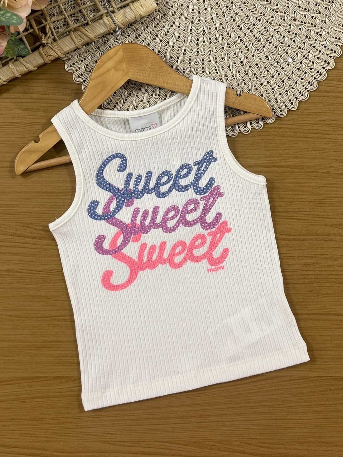 Conjunto Infantil Momi Verão com Shorts Azul e Regata Branca Sweet