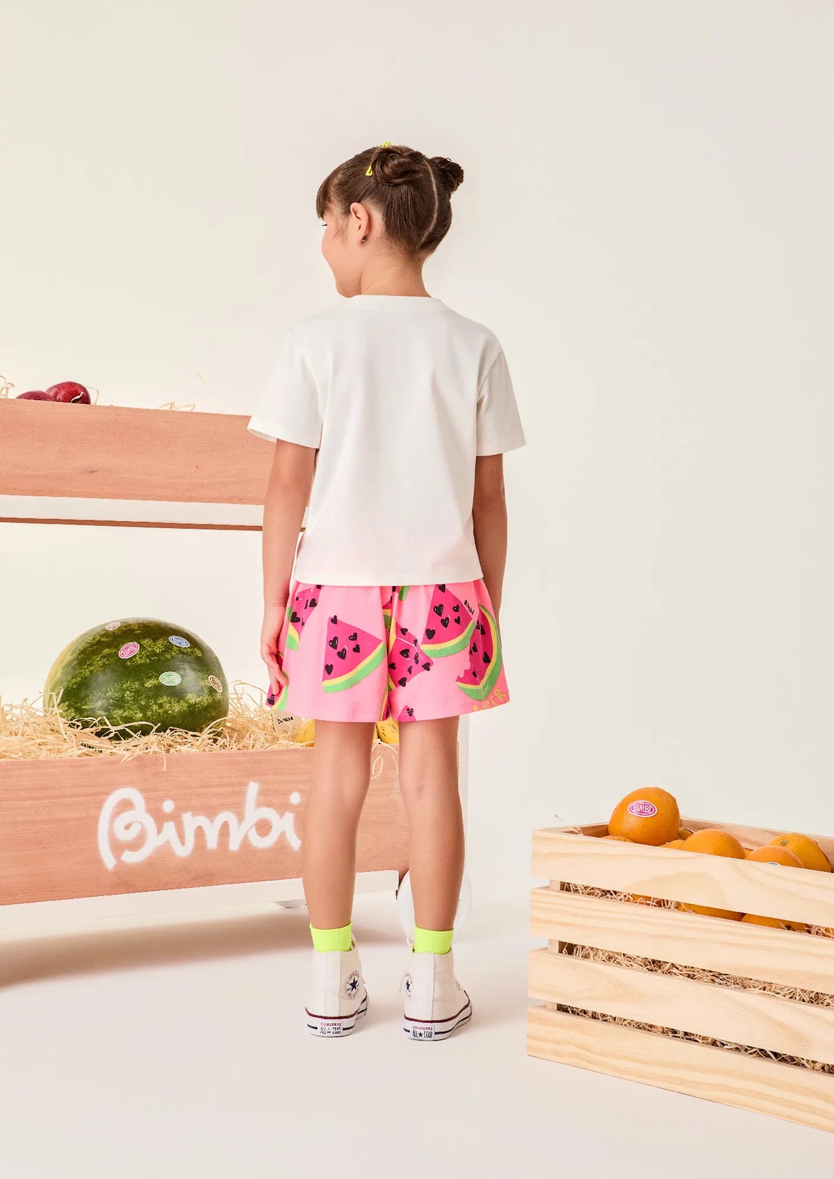 Conjunto Infantil Menina Bimbi Shorts Rosa Melancia e Blusa Fruit