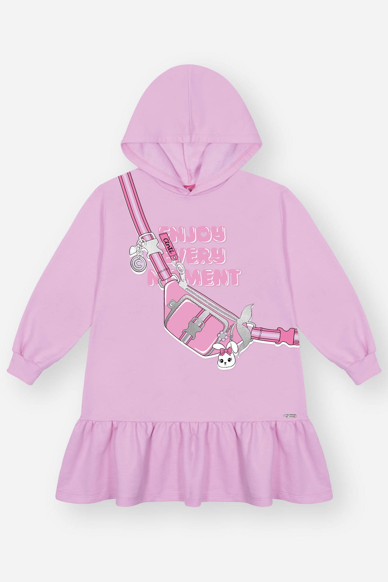 Vestido Infantil Cinti Inverno Lilás Bolsinha Coelhinha
