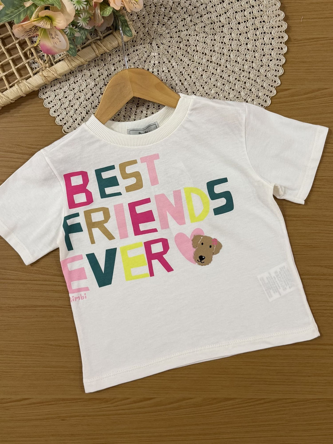 Conjunto Infantil Bimbi Inverno com Short-Saia Rosa e Blusa Branca Best Friends