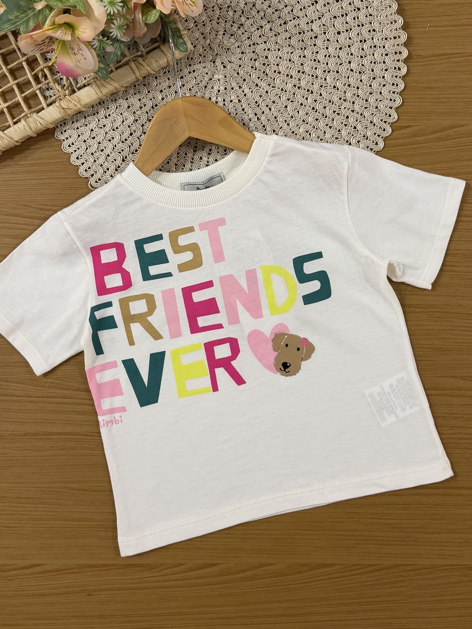 Conjunto Infantil Bimbi Inverno com Short-Saia Rosa e Blusa Branca Best Friends