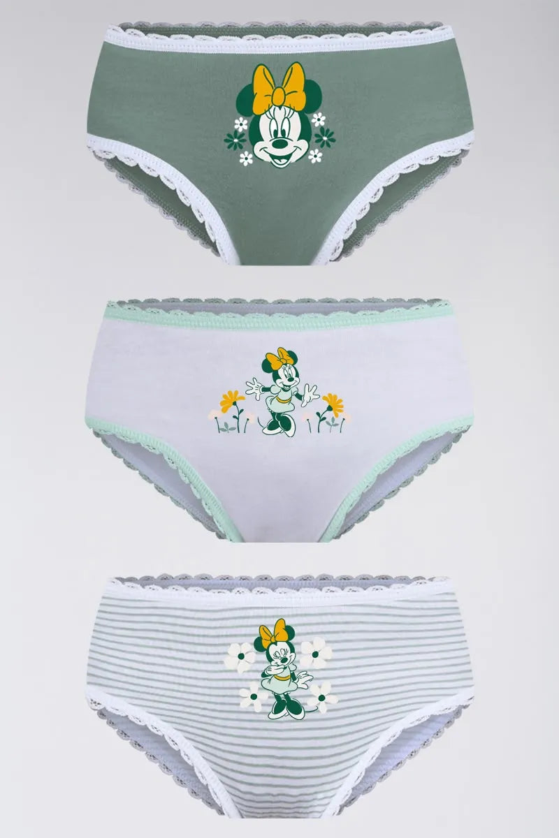 Kit Calcinha Infantil Lupo Verde Minnie Disney