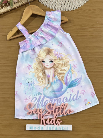 Vestido Infantil Cinti Verão Colorido Sereia com Strass