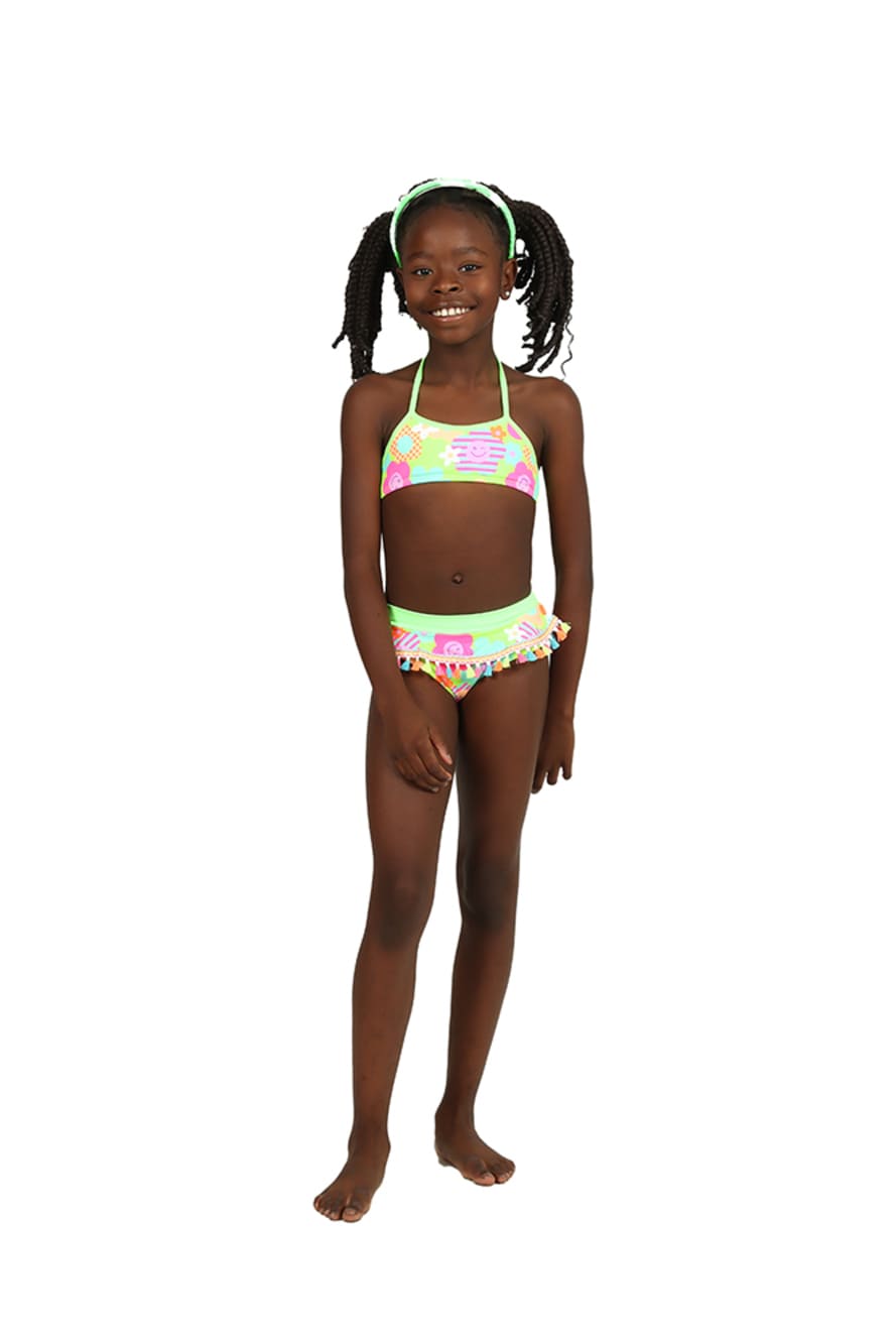 Biquíni Infantil Siri Kids com Cropped Manga Longa Verde Florzinha 39194