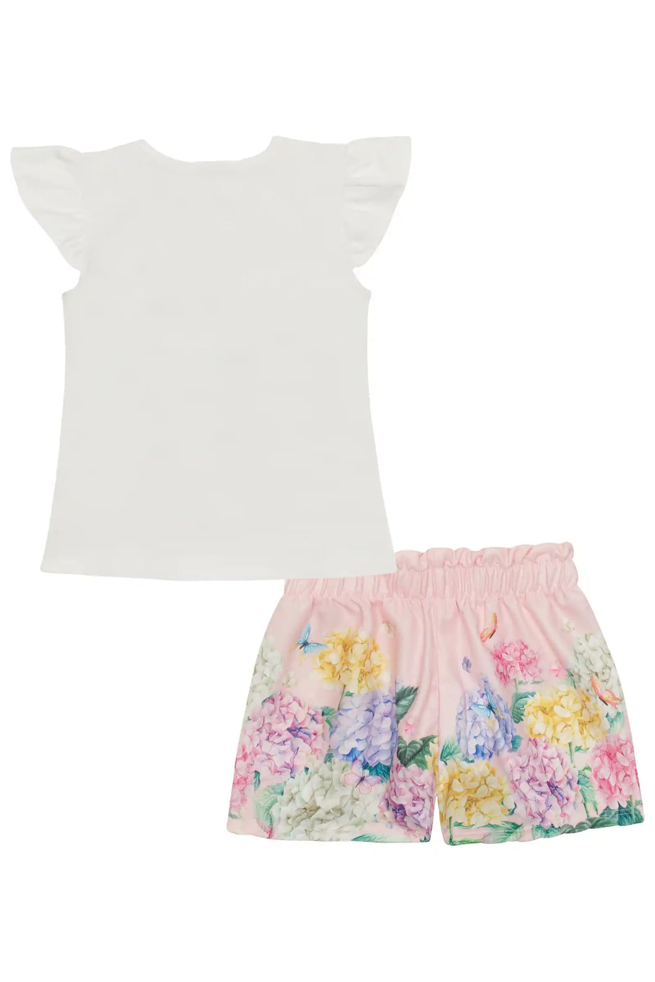 Conjunto Infantil Kukiê com Shorts Rosa e Blusa Manga Curta Floral
