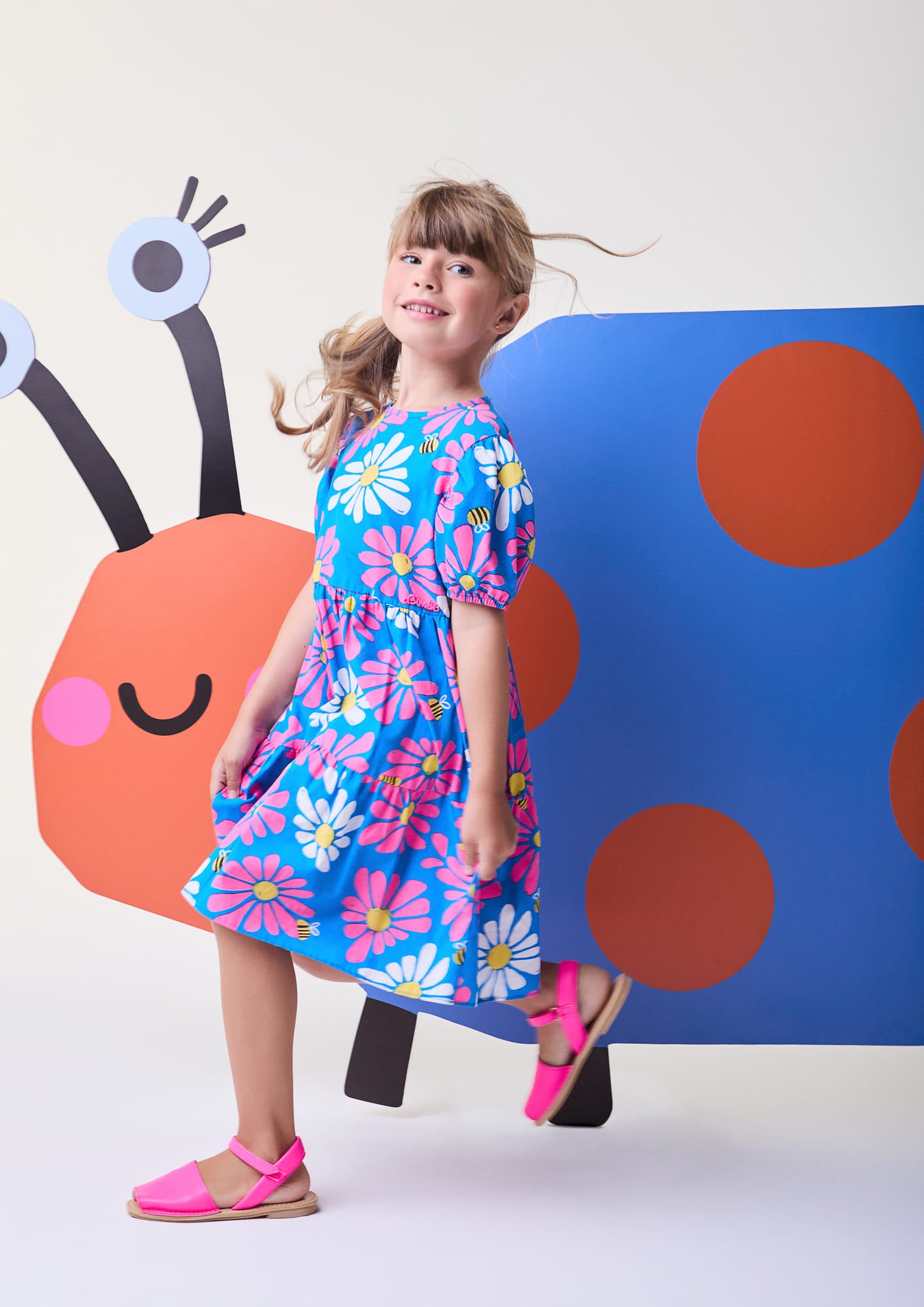 Vestido Infantil Bimbi Verão Azul Floral