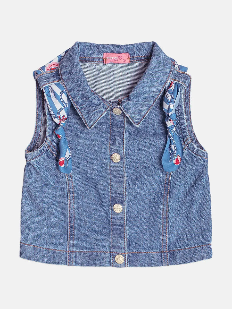 Colete Infantil Menina Momi Jeans com Lenço