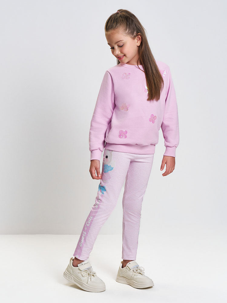 Calça Legging Infantil Térmica Cinti Inverno Rosa Gatinha