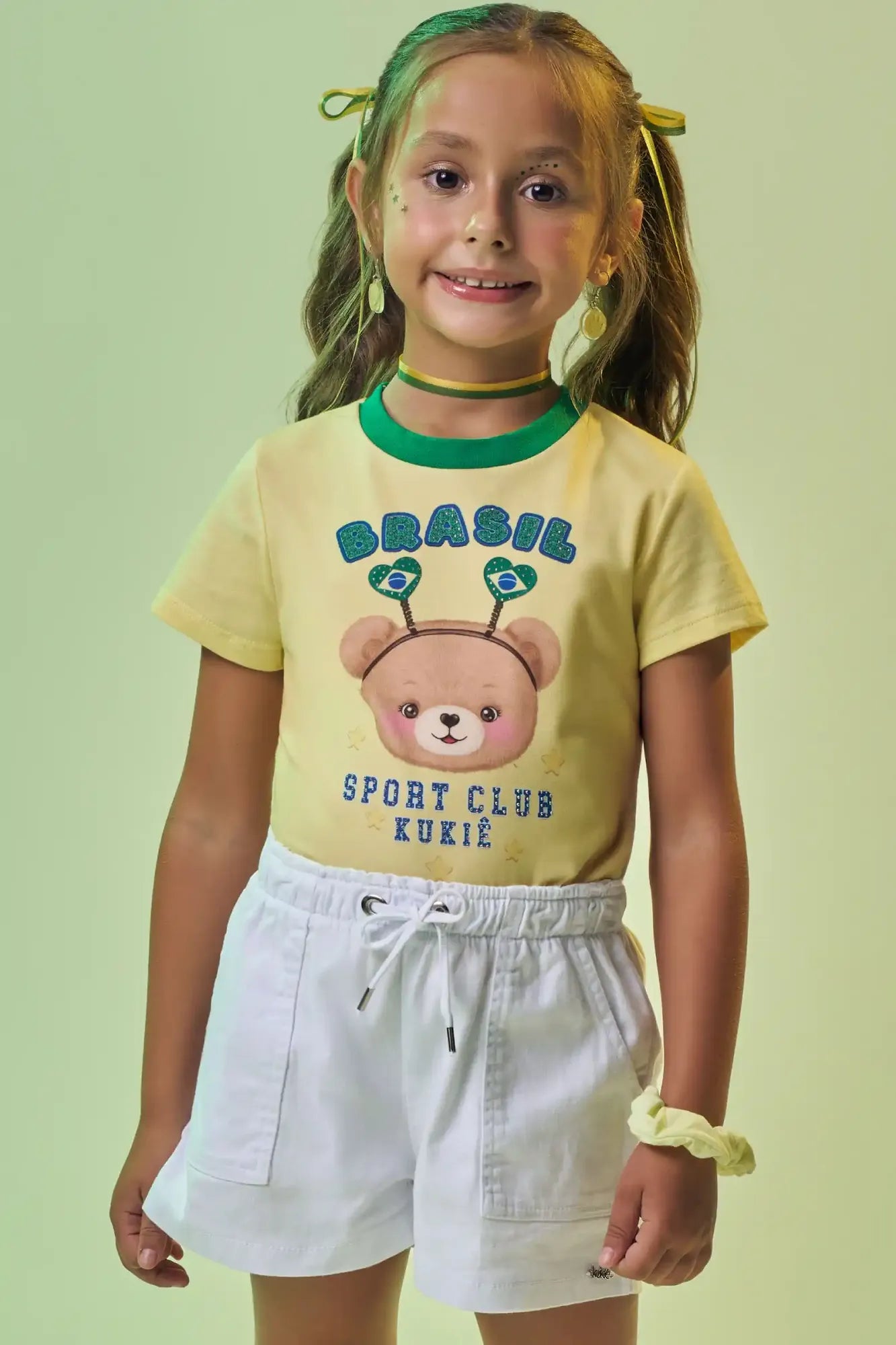 Blusa Infantil Kukie Amarela Brasil Copa do Mundo