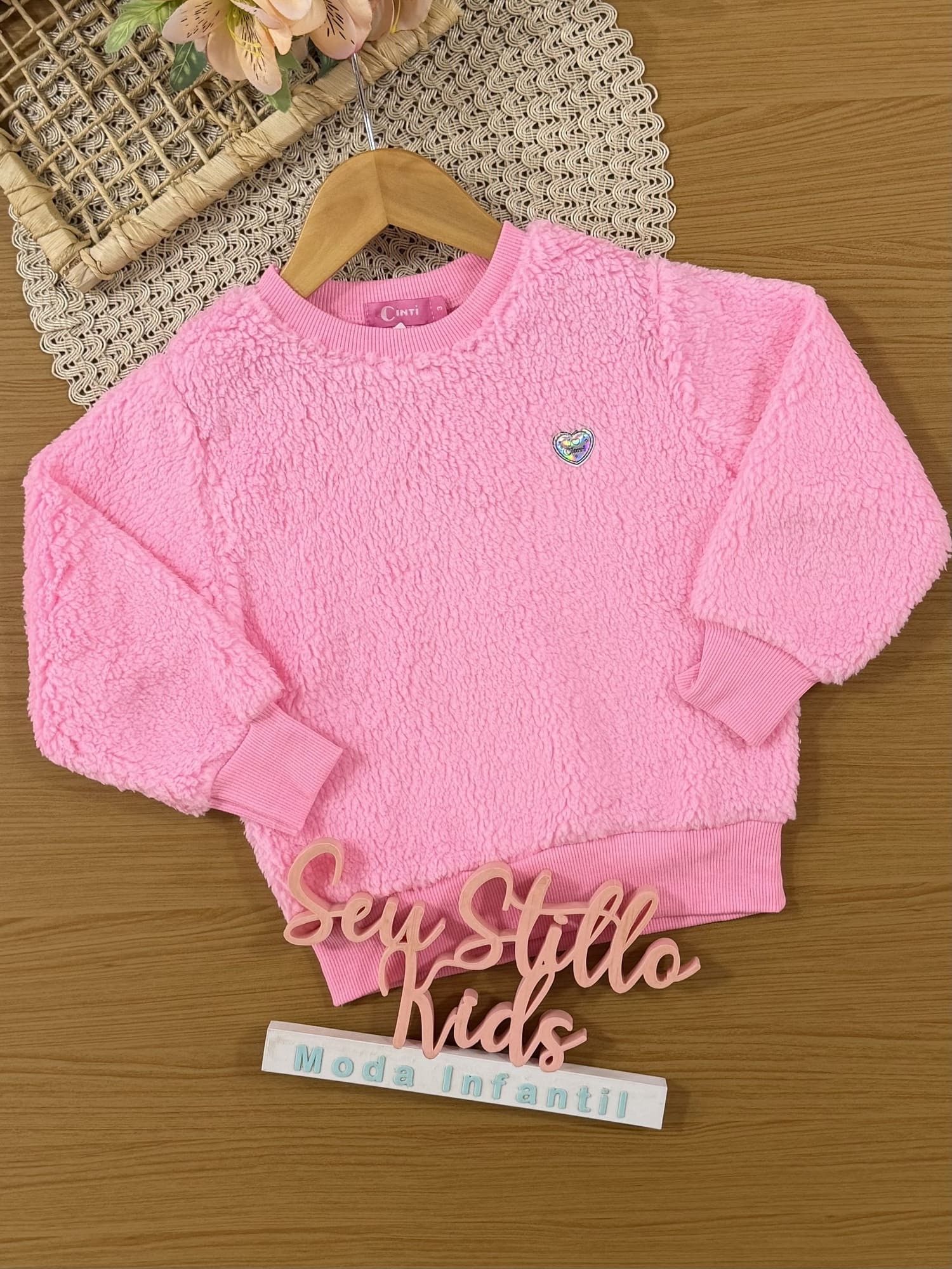 Casaco Infantil Cinti Inverno Rosa Peluciado