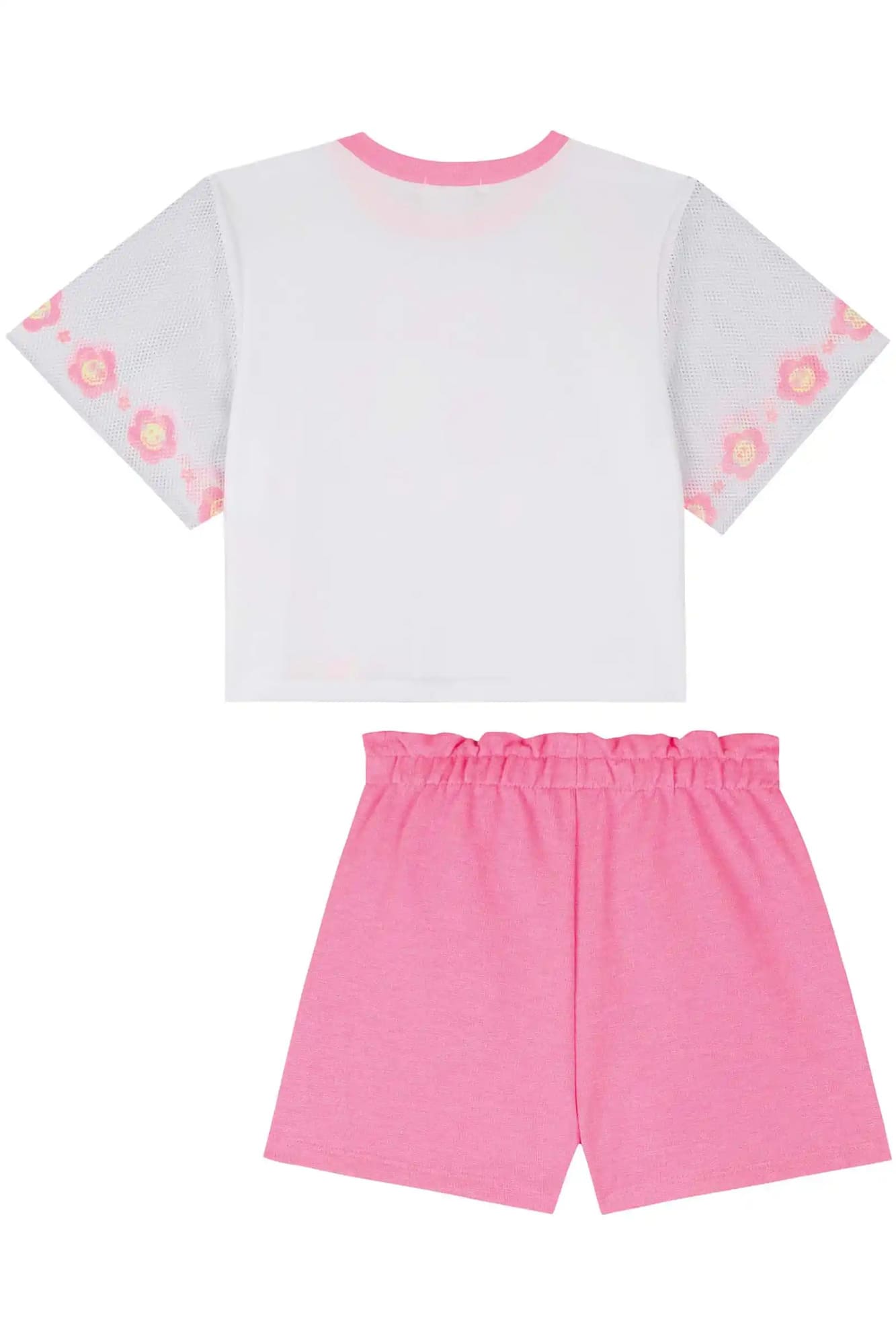 Conjunto Infantil Kukiê Verão com Shorts Rosa e Blusa Branca Good Day