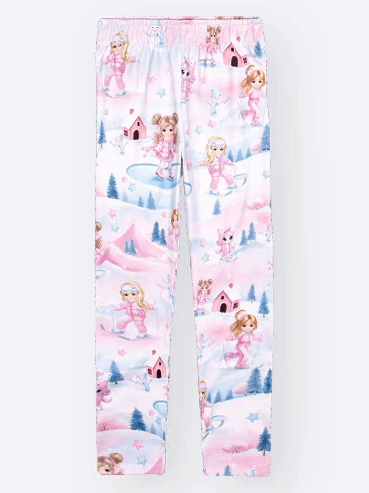 Conjunto Infantil Cinti Inverno com Calça Legging e Casaco Branco Menina Esqui