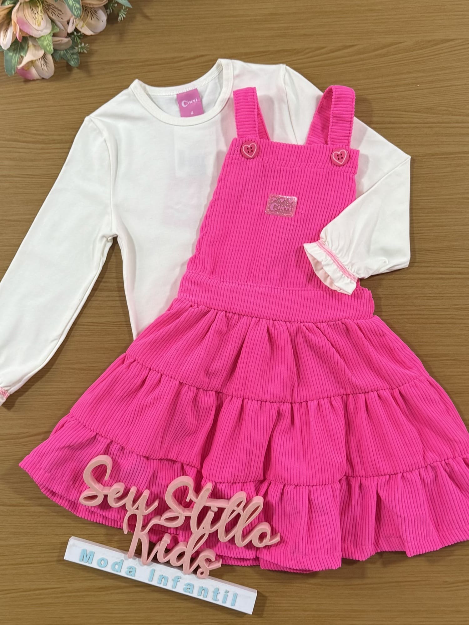 Salopete Infantil Cinti Inverno Com Blusa Manga Longa