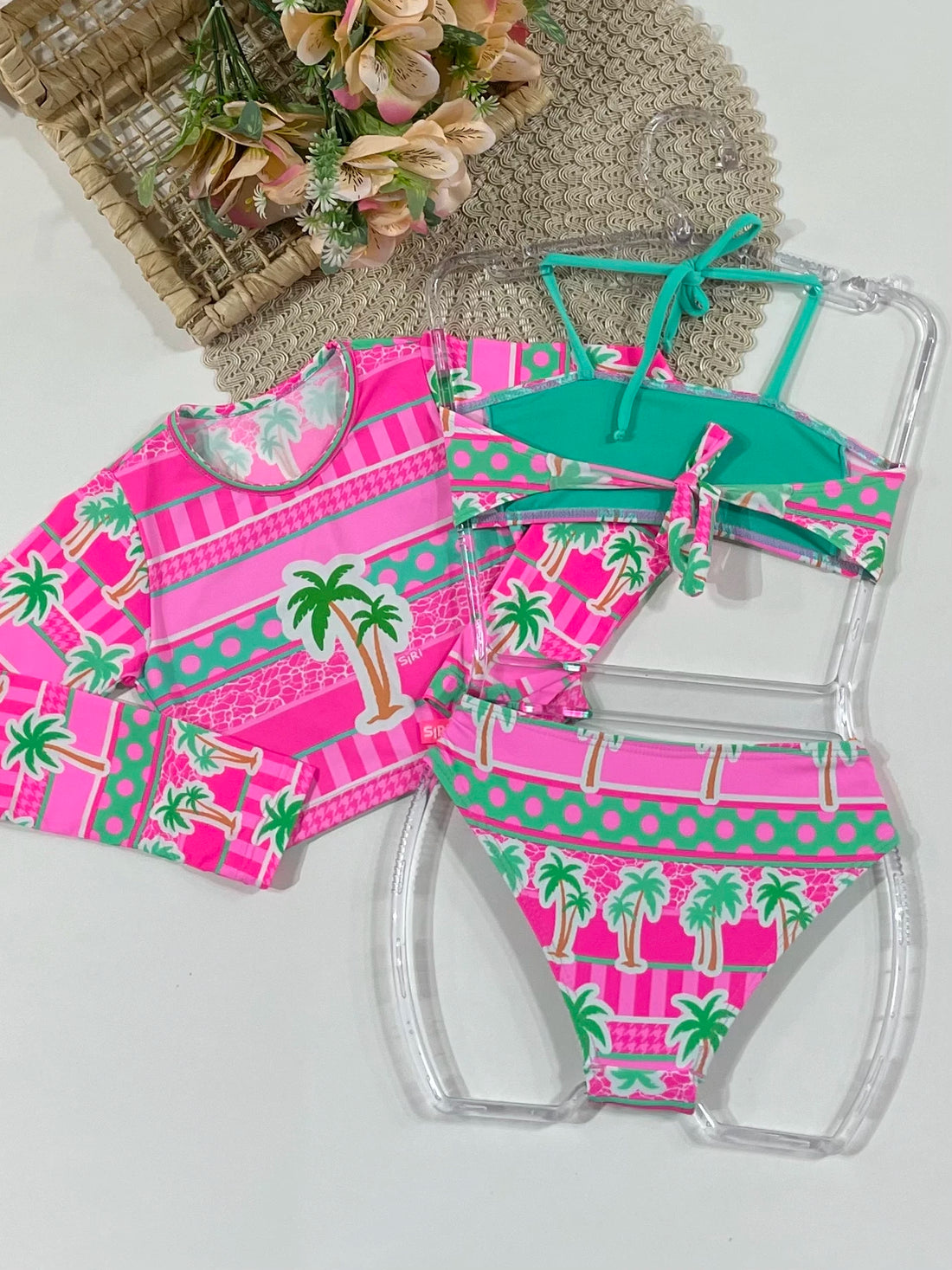 Biquíni Infantil Siri Kids Cropped Manga Rosa Lara Tropicandy 43237