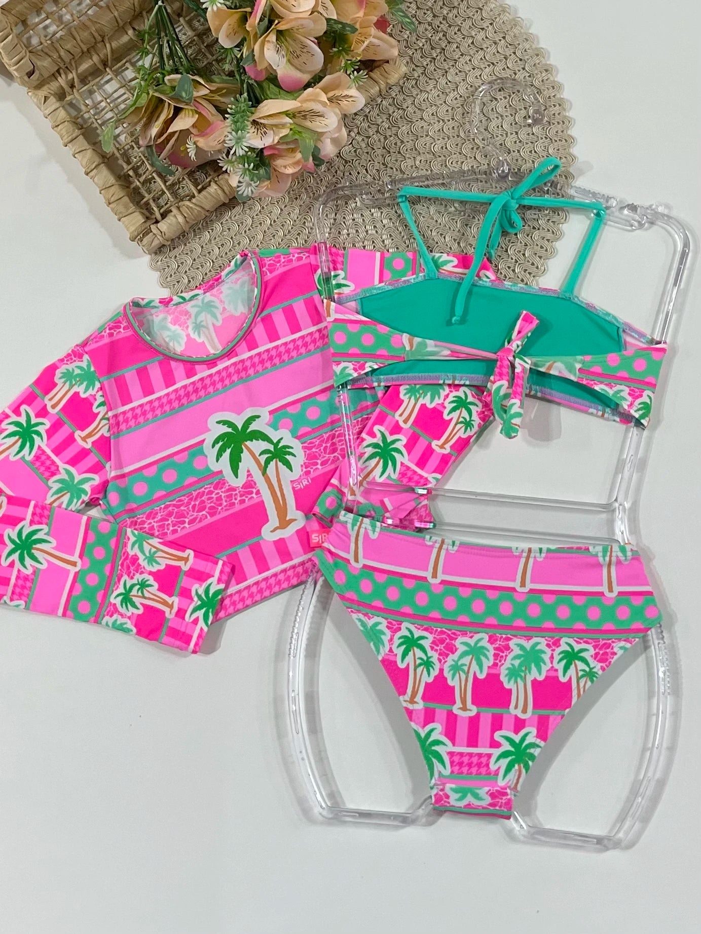 Biquíni Infantil Siri Kids Cropped Manga Rosa Lara Tropicandy 43237