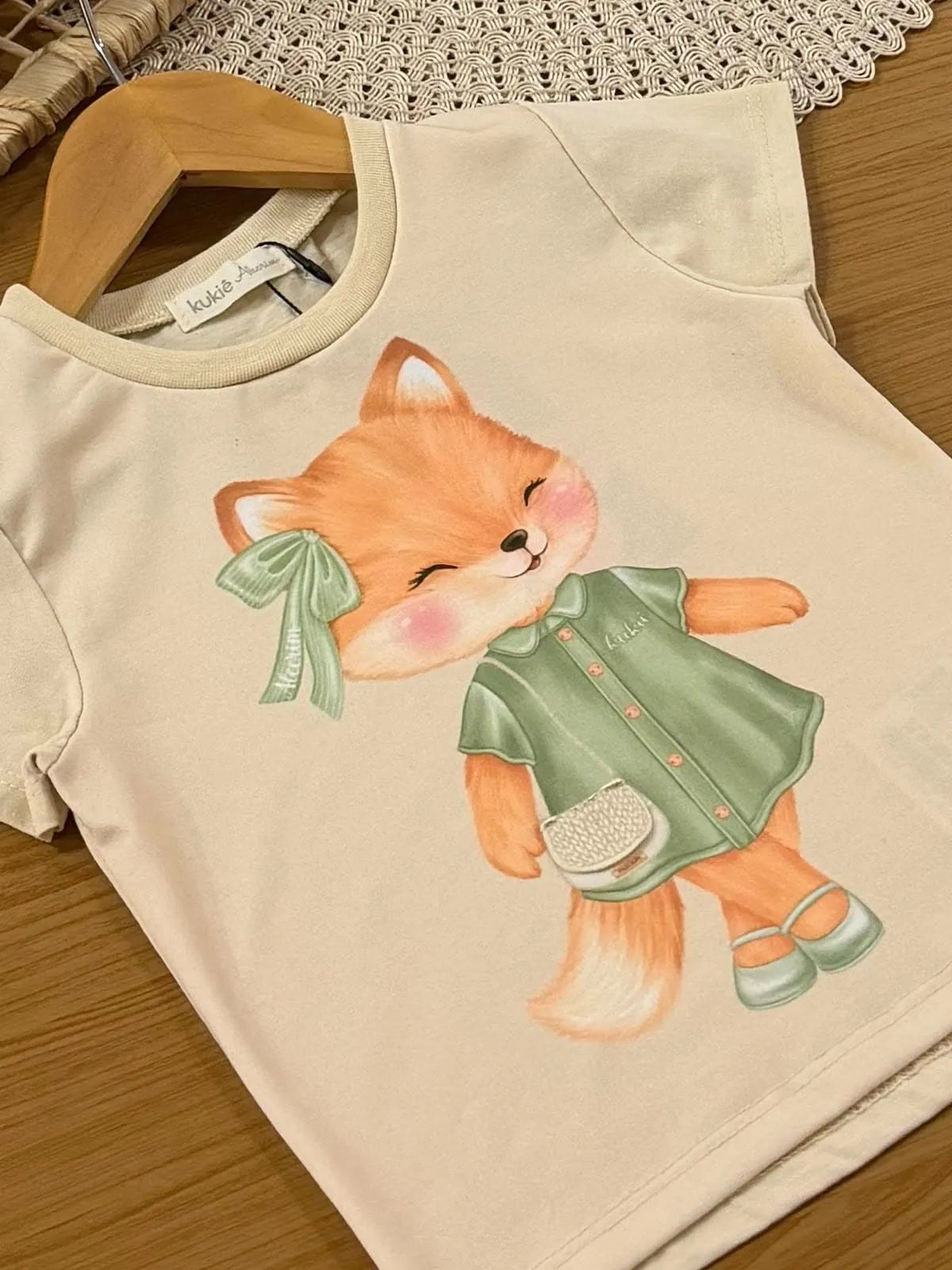 Blusa Infantil Menina Kukiê Bege Raposinha