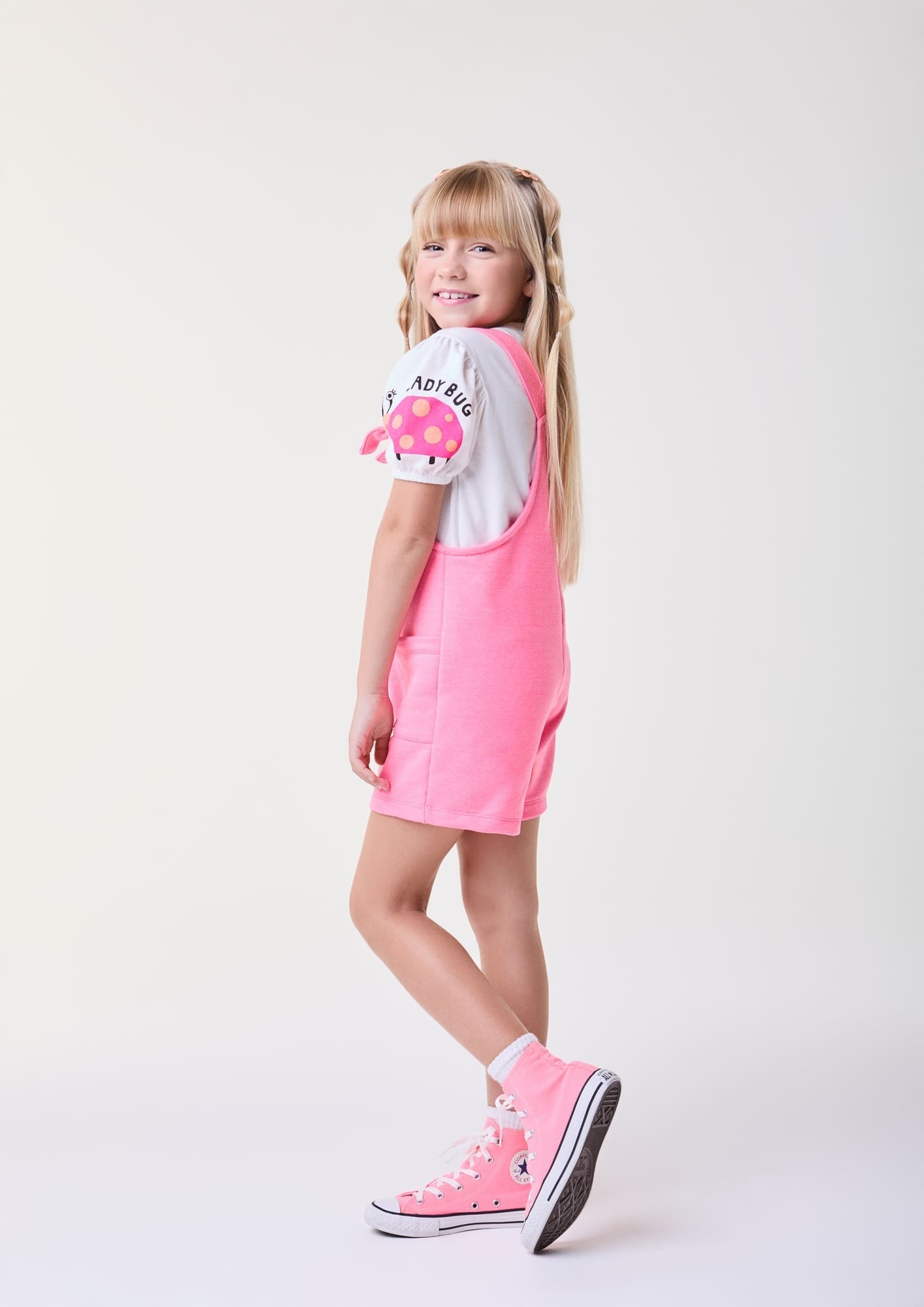 Jardineira Infantil Bimbi Verão Rosa