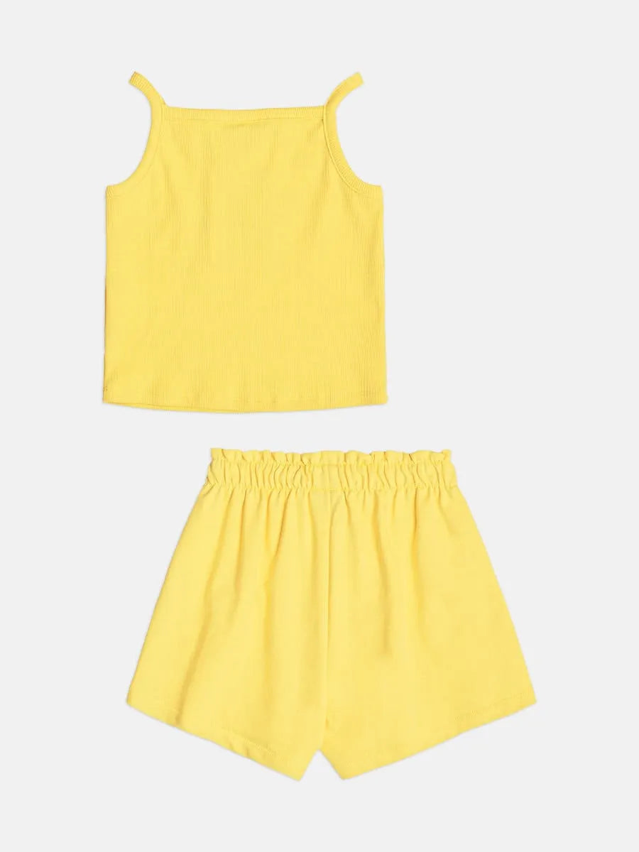 Conjunto Infantil Menina Bimbi com Shorts e Blusa Amarela