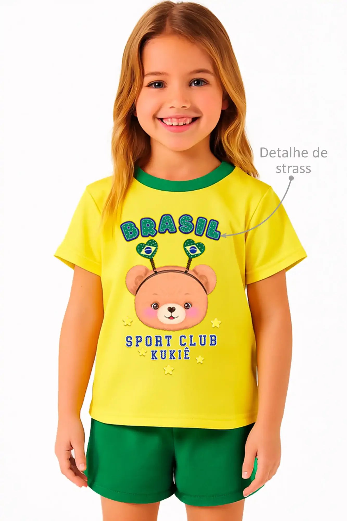 Blusa Infantil Kukie Amarela Brasil Copa do Mundo