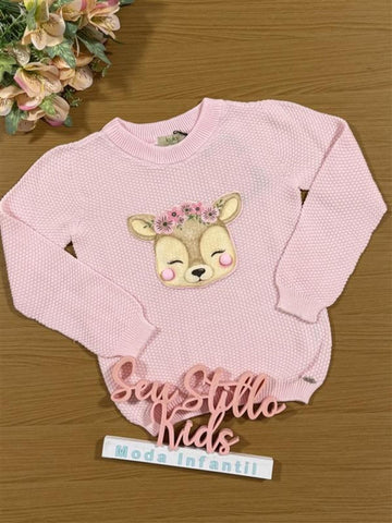 Casaco Infantil Kukiê Inverno Rosa Claro Cervo