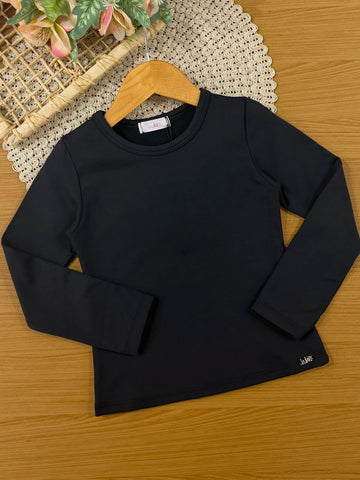 Blusa Infantil Kukiê Inveno Térmica Manga Longa Preta