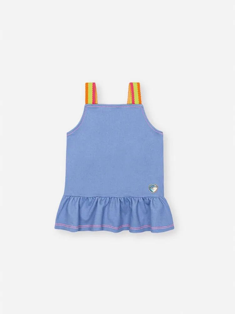 Conjunto Infantil Menina Cinti com Shorts e Blusa Azul Claro