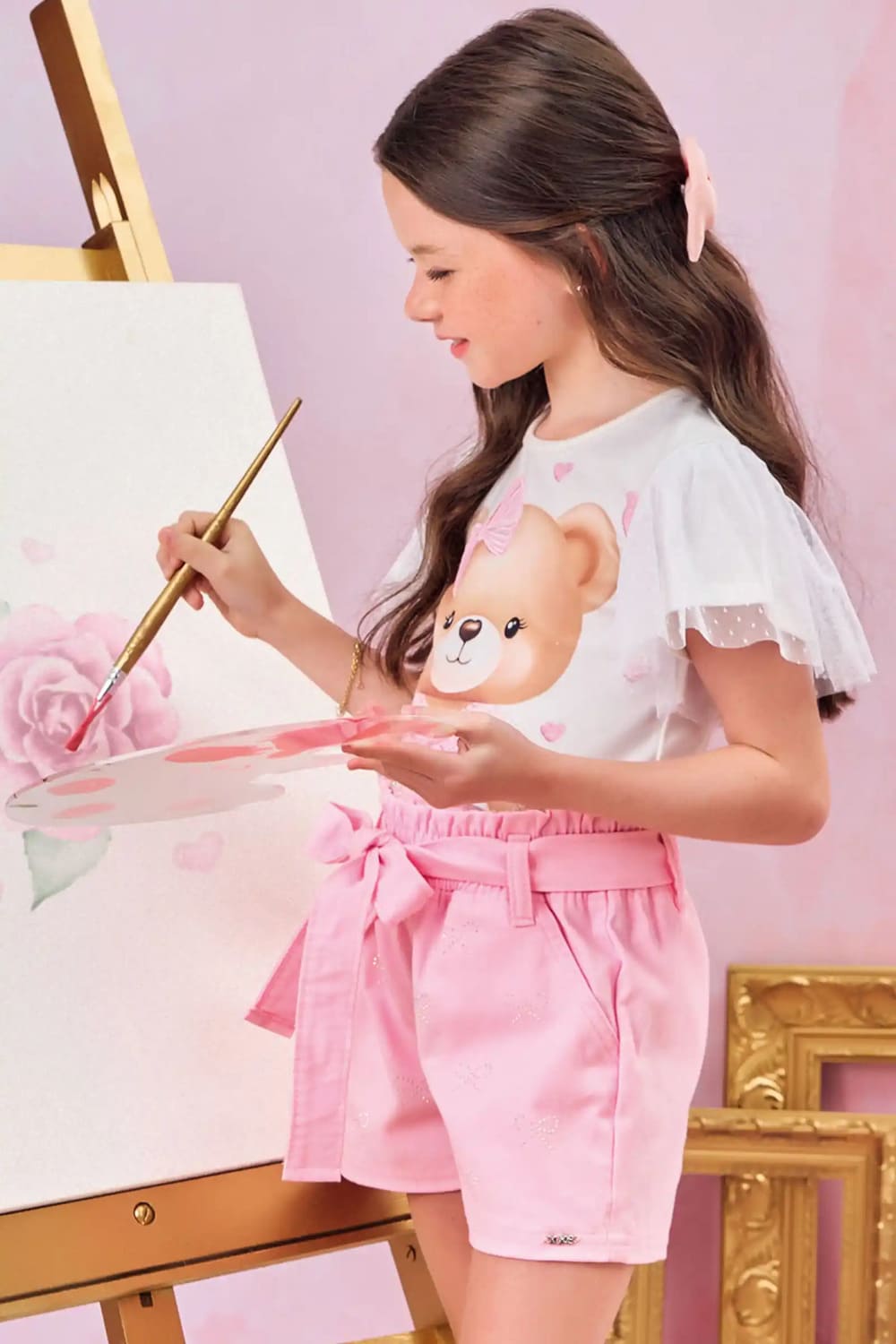 Blusa Infantil Kukie Verão Branca Ursinha
