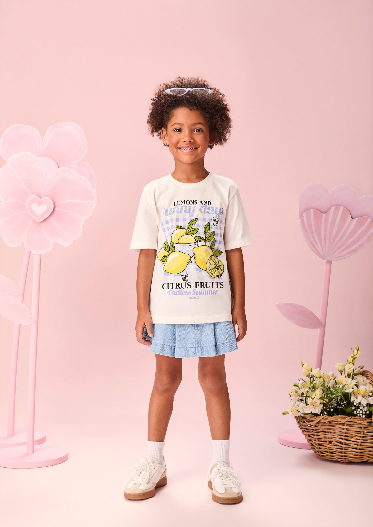 Blusa Infantil Menina Momi Branca Limão Strass