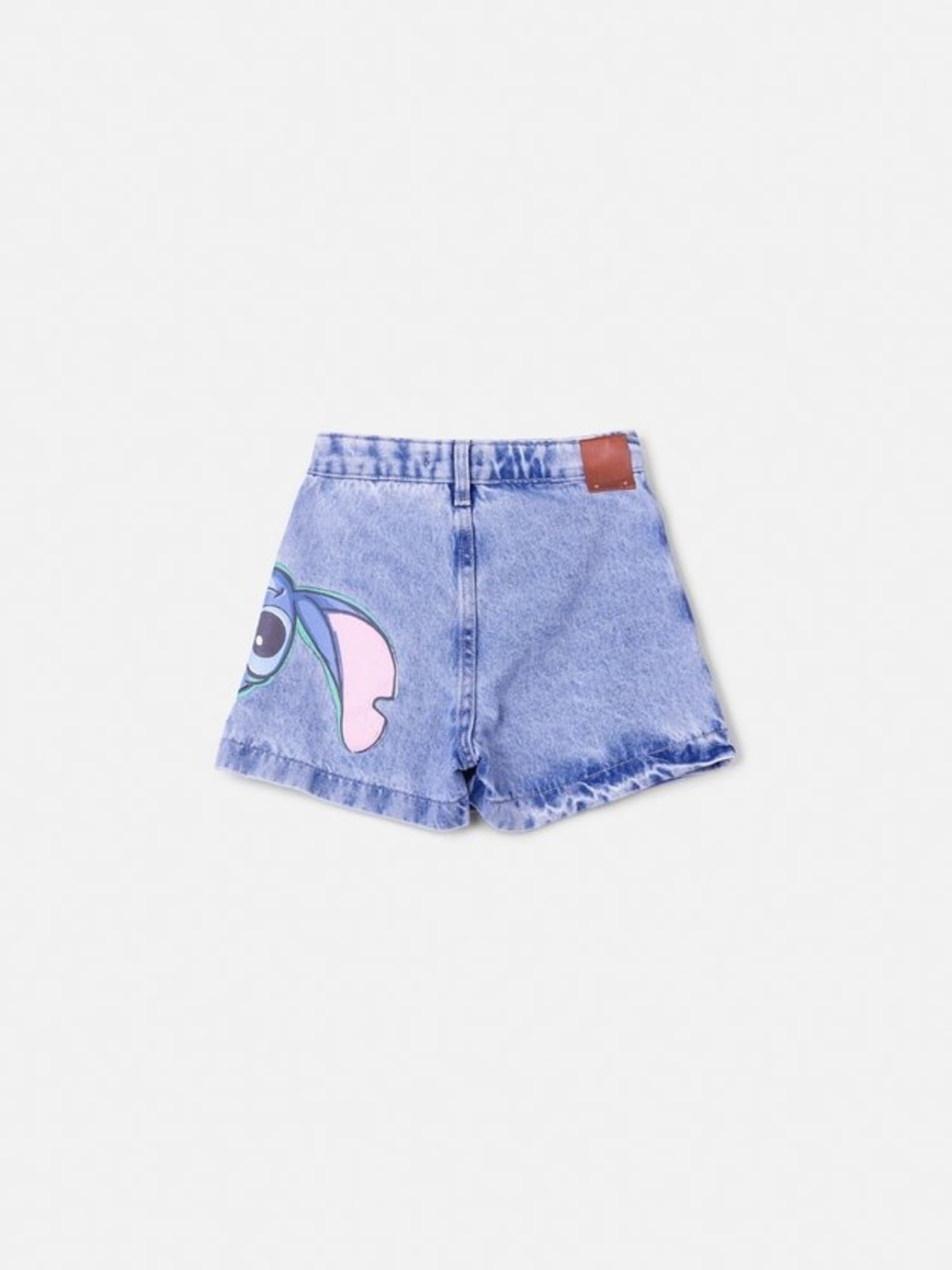 Shorts Saia infantil Animê Jeans Stitch Disney