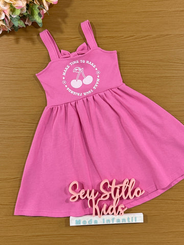 Vestido Infantil Cinti Verão Rosa Cereja