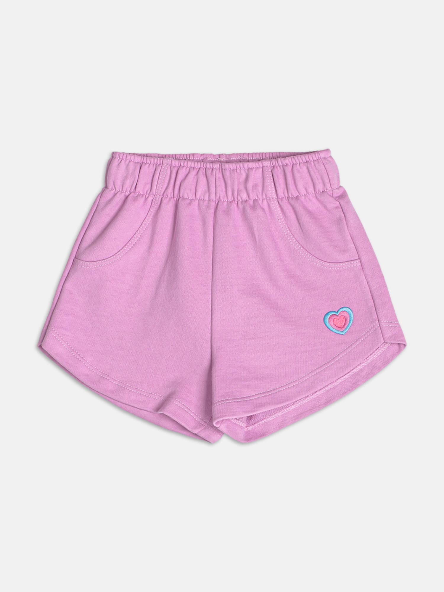 Conjunto Infantil Momi Verão com Shorts Lilás e Blusa Bege Los Angeles