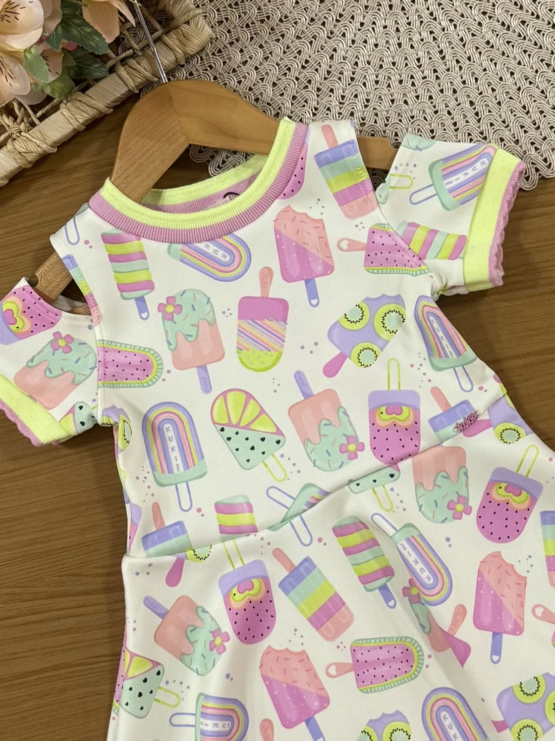 Vestido Infantil Kukiê Verão Verde Claro Picolés