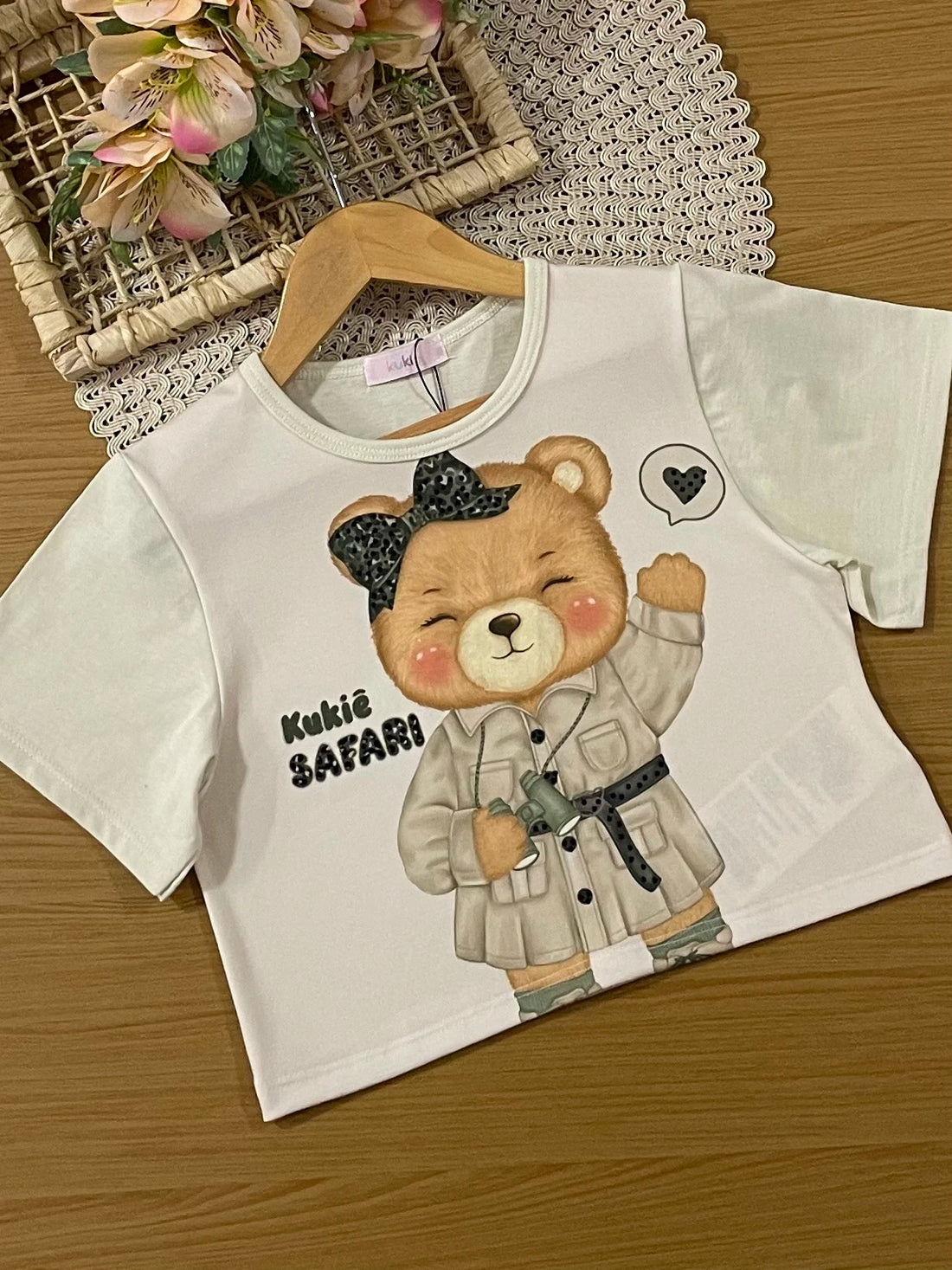 Conjunto Infantil Kukiê Inverno com Shorts Verde Camuflado e Blusa Manga Curta Usinha Safari