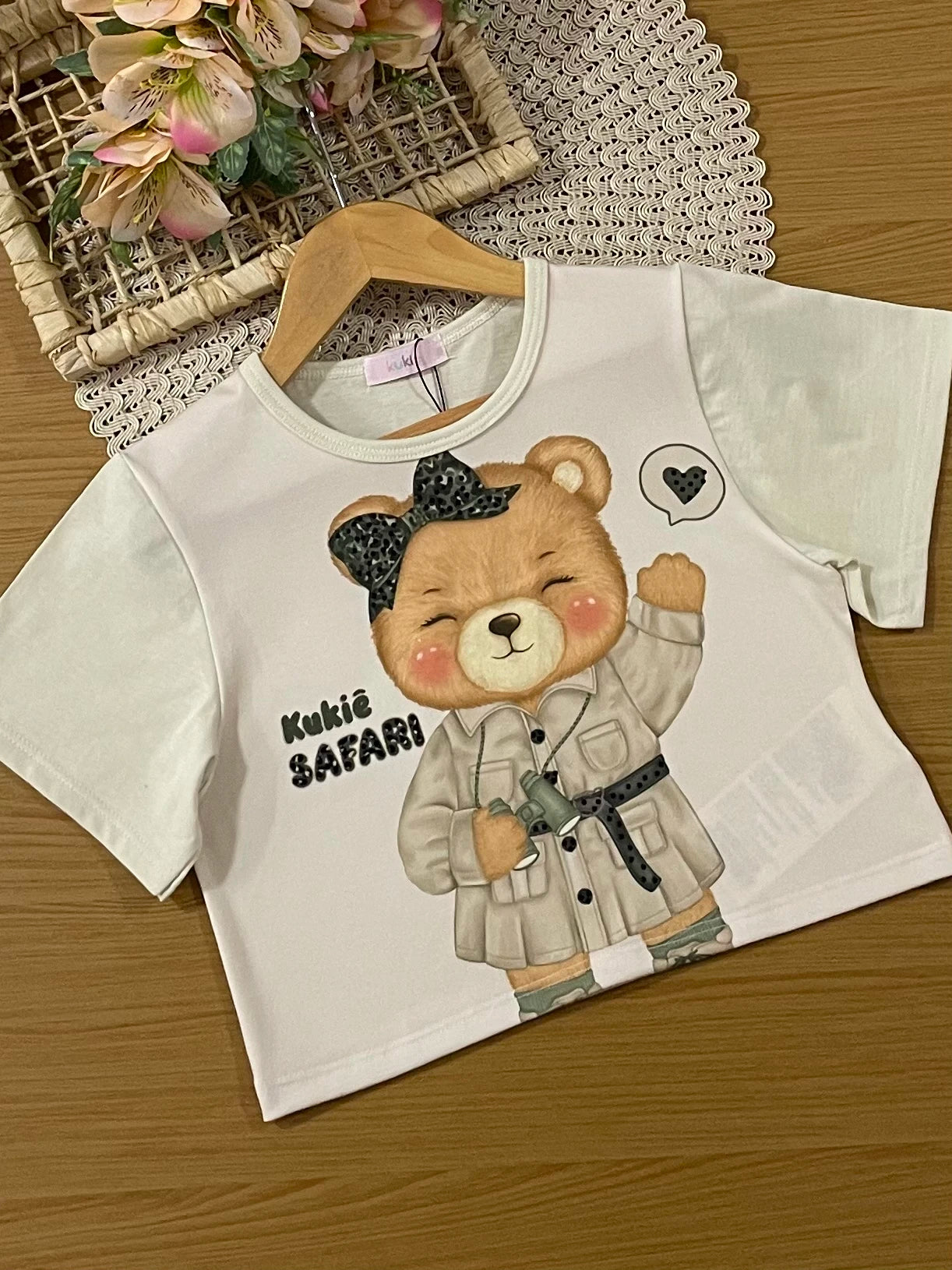 Conjunto Infantil Kukiê Inverno com Shorts Verde Camuflado e Blusa Manga Curta Usinha Safari