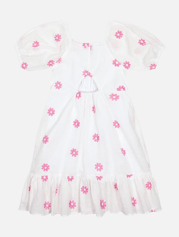 Vestido Infantil Cinti Verão Branco Florzinhas