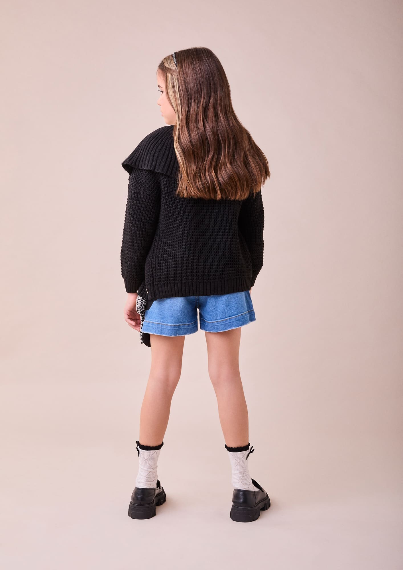 Shorts infantil Animê Jeans Minnie com Laço Disney