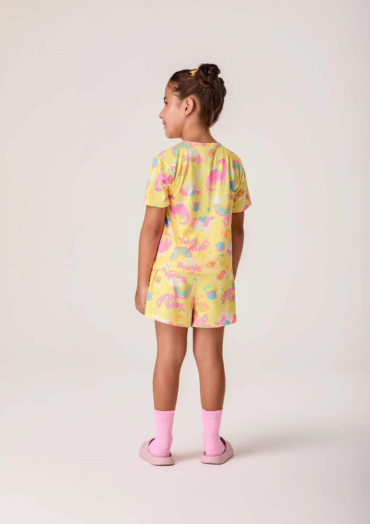 Pijama Infantil Menina Bimbi Amarelo Galáxia Mágica