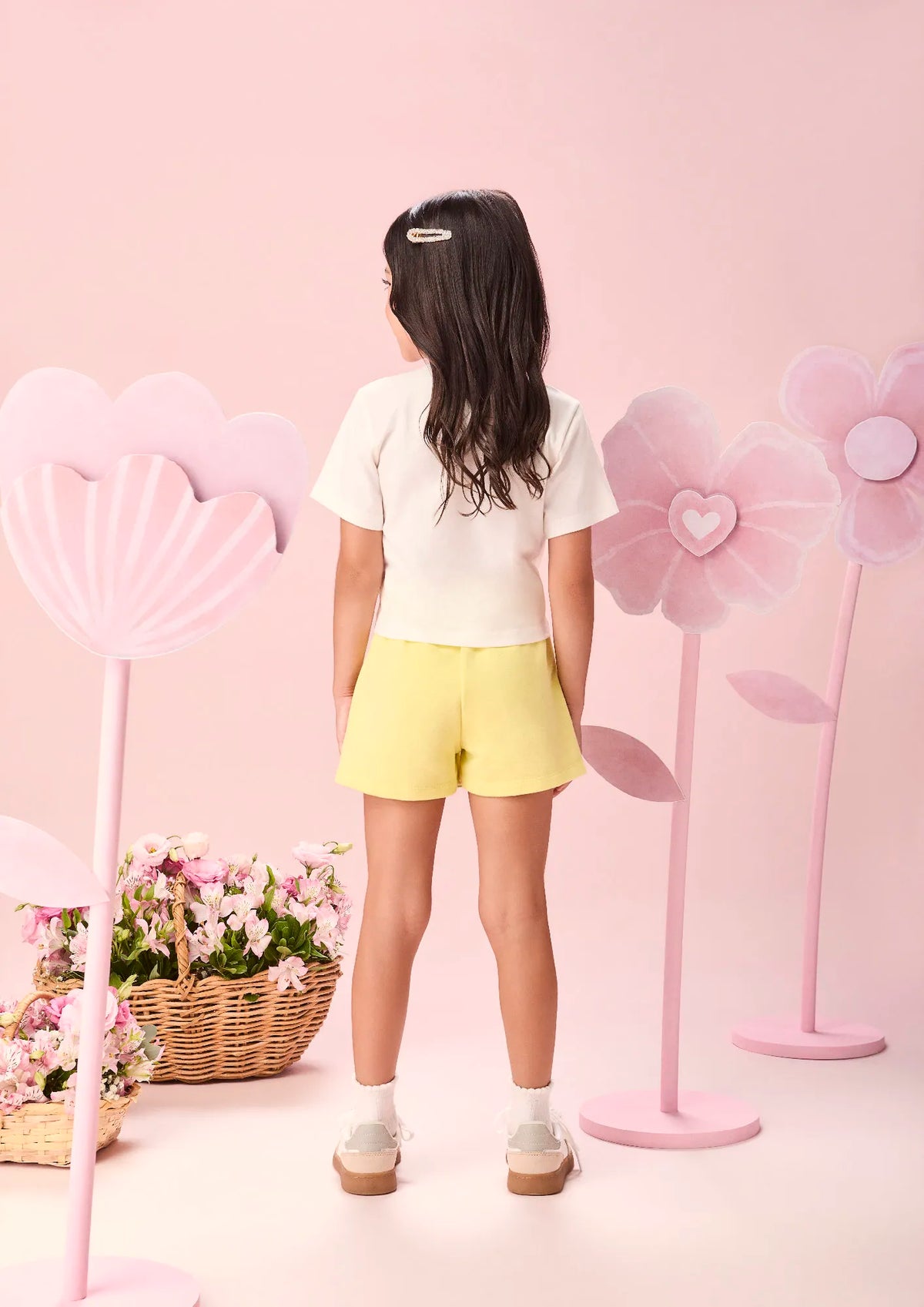 Shorts Infantil Menina Momi Amarelo com Strass
