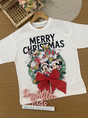 Blusa Para Adulto Animê Verão Branca Mickey e Amigos Natal Disney