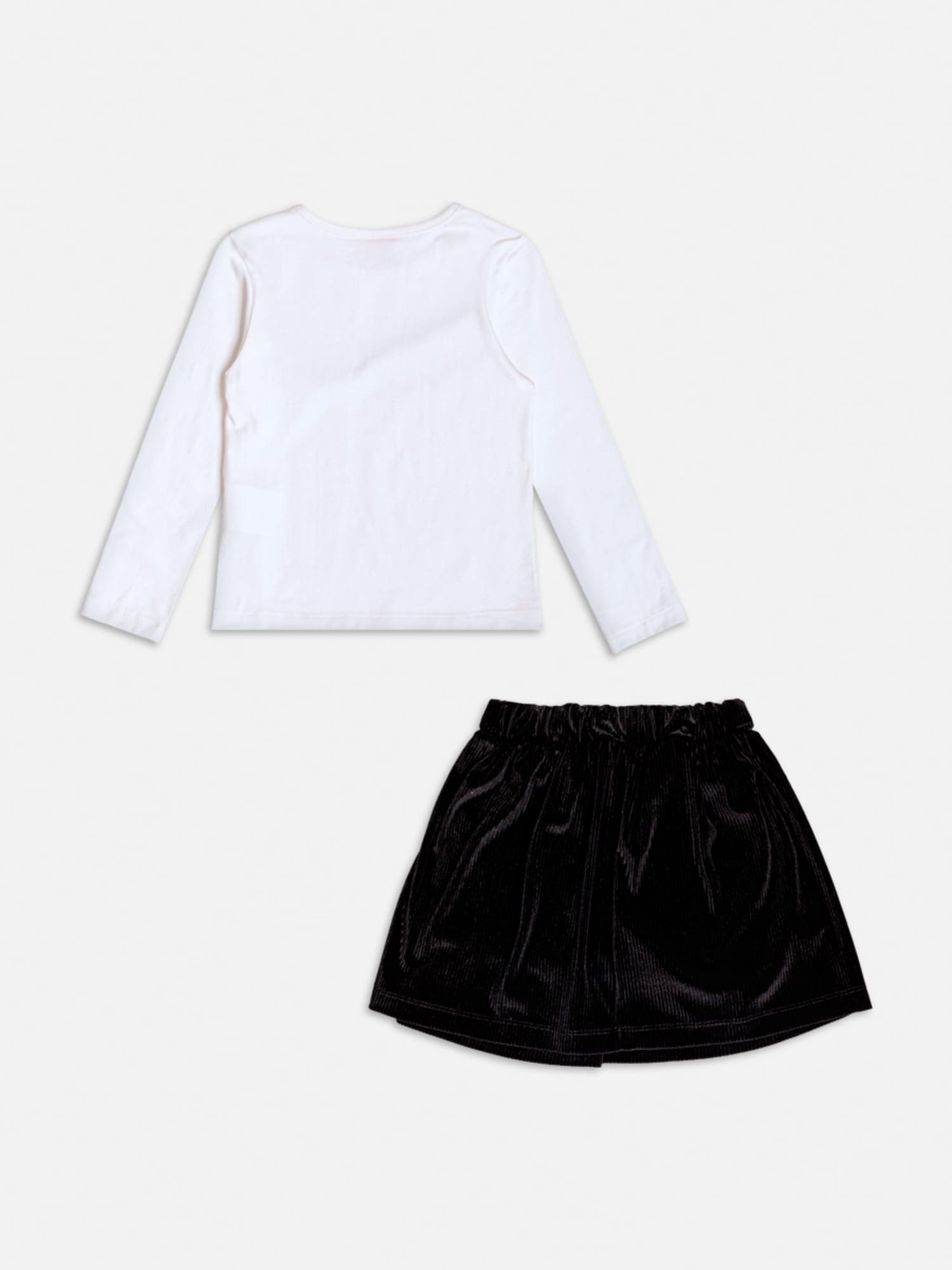 Conjunto Infantil Momi Inverno com Saia Preta Lacinhos e Blusa Manga Longa