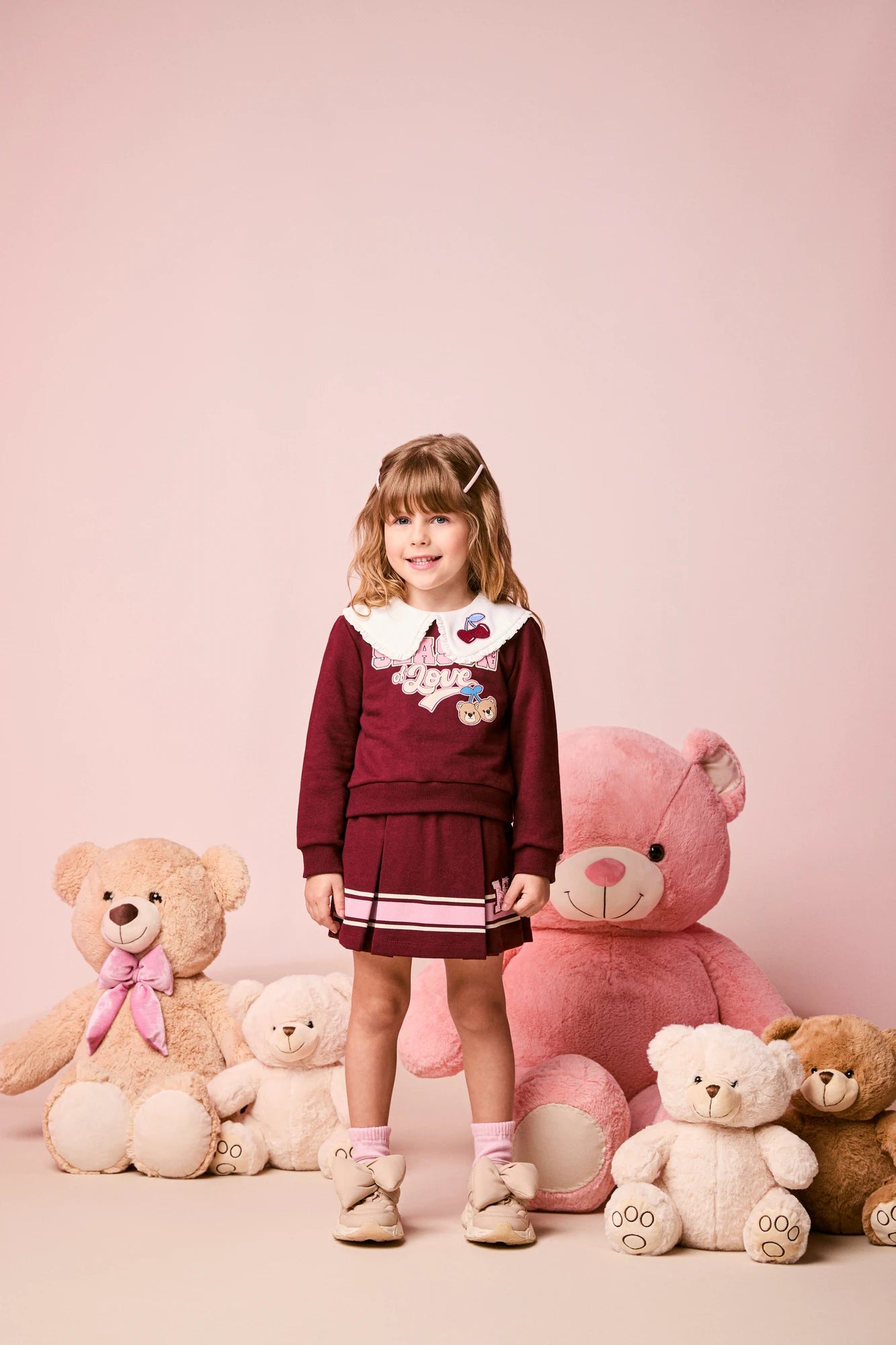Conjunto Infantil Momi Inverno com Shorts Saia e Moletom sem Flanela Season of Love