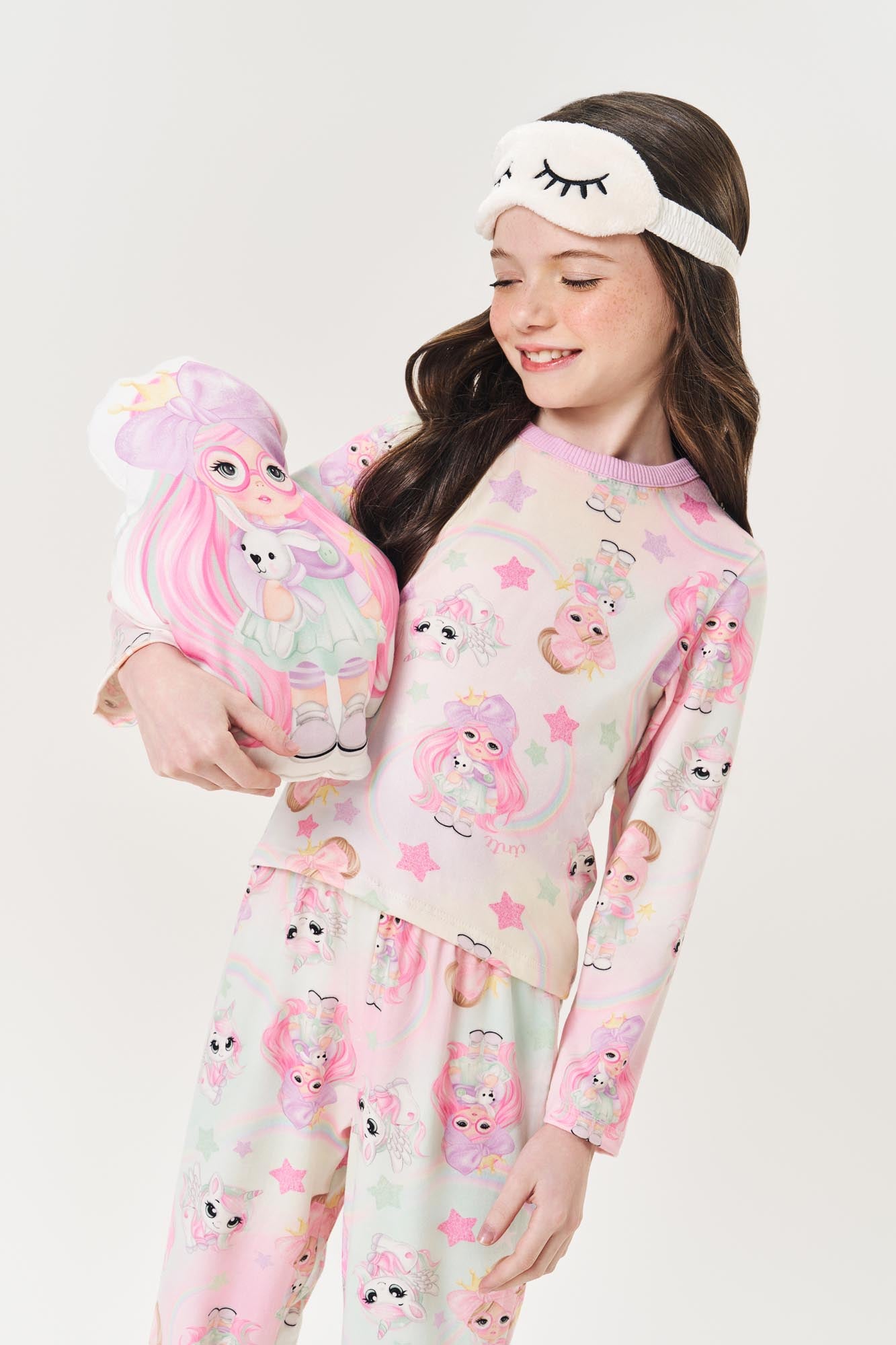 Pijama Infantil Cinti Inverno Calça e Blusa Unicórnio Brilhinho