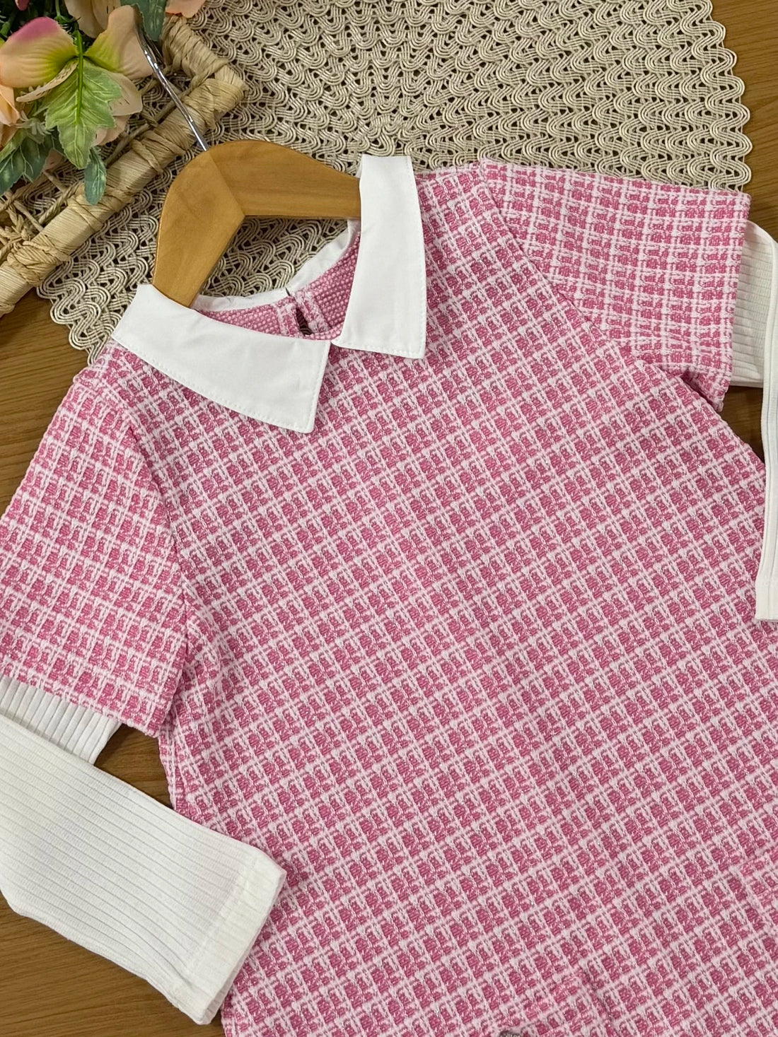 Vestido Infantil Momi Inverno Rosa Tweed